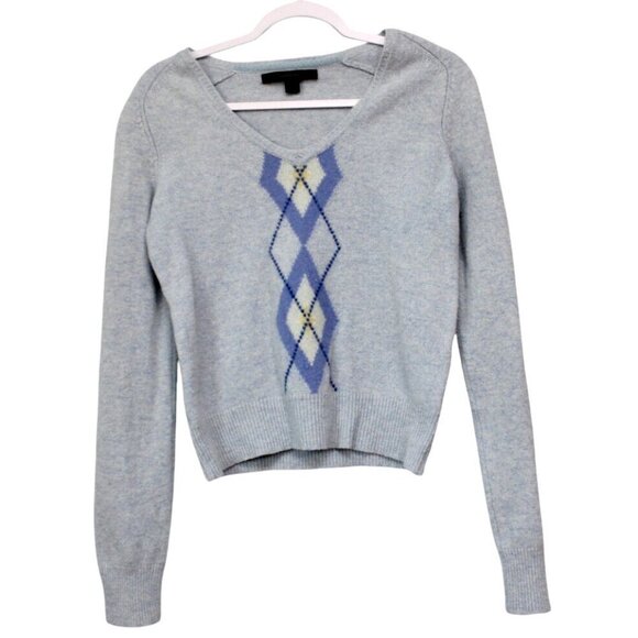 Express Sweaters - Express Sweater Size Large 100% Lambs Wool Knit Argyle Preppy Pastel V-Neck